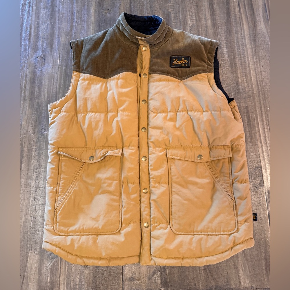 Howler Brothers Rounder Vest Size XL Brown Corduroy Tan Button Up